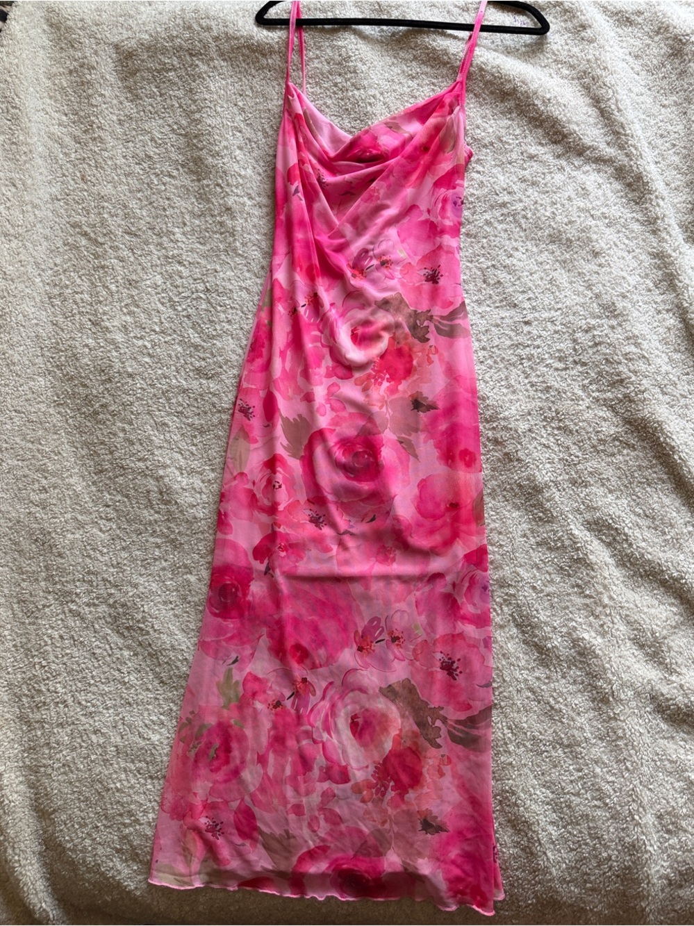 Pink Floral Cowl Neck Slip Dress